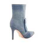 Load image into Gallery viewer, Denim Pointed Toe Zipper Stiletto Ankle Boots
