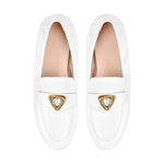 Load image into Gallery viewer, White Round Toe Leather Flats
