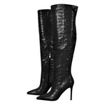 Load image into Gallery viewer, Stone Print Pointed Toe Stiletto Thigh High Boots
