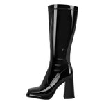 Load image into Gallery viewer, Platform Square Toe Chunky Heel Knee High Boots
