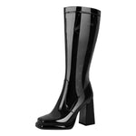 Load image into Gallery viewer, Platform Square Toe Chunky Heel Knee High Boots
