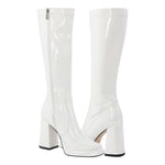 Load image into Gallery viewer, Platform Square Toe Chunky Heel Knee High Boots
