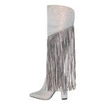 Load image into Gallery viewer, Pointed Toe  Rhinestone Tassels Over The Knee Boots
