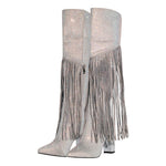 Load image into Gallery viewer, Pointed Toe  Rhinestone Tassels Over The Knee Boots
