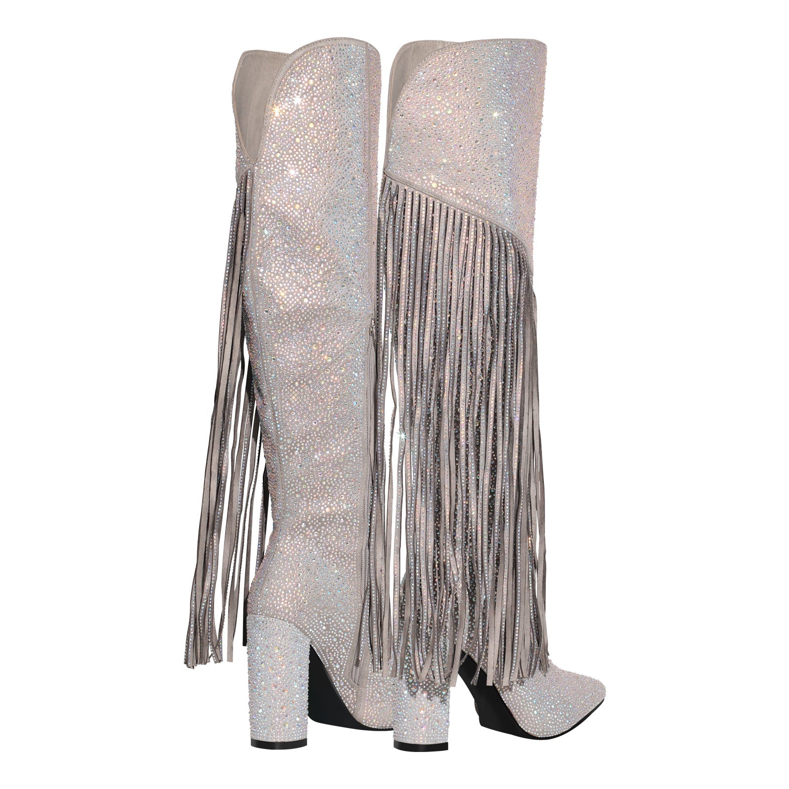 Pointed Toe  Rhinestone Tassels Over The Knee Boots