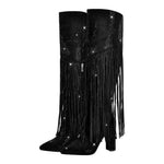 Load image into Gallery viewer, Pointed Toe  Rhinestone Tassels Over The Knee Boots
