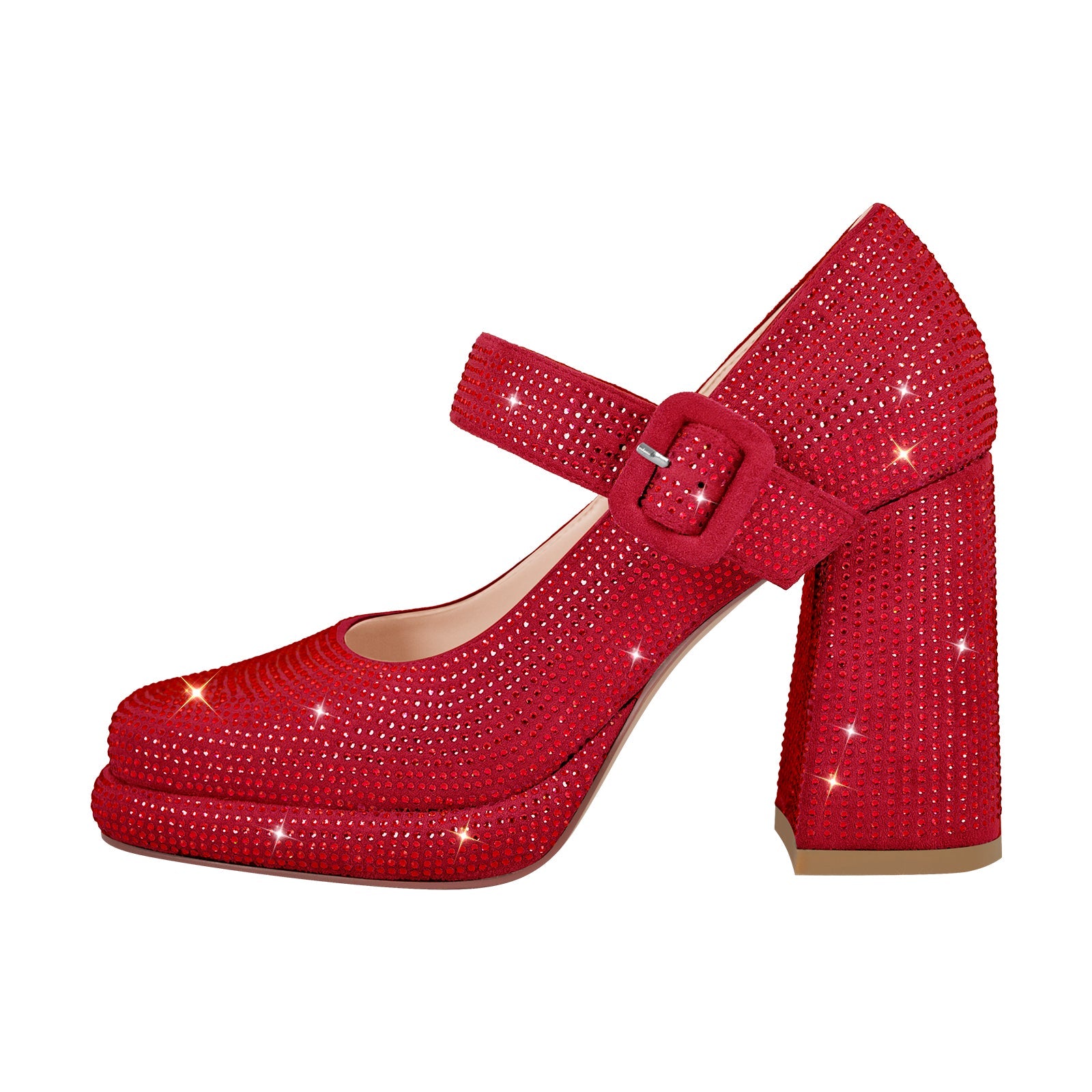 Rhinestone Square Toe Mary Jane Pumps