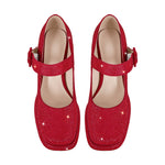 Load image into Gallery viewer, Rhinestone Square Toe Mary Jane Pumps
