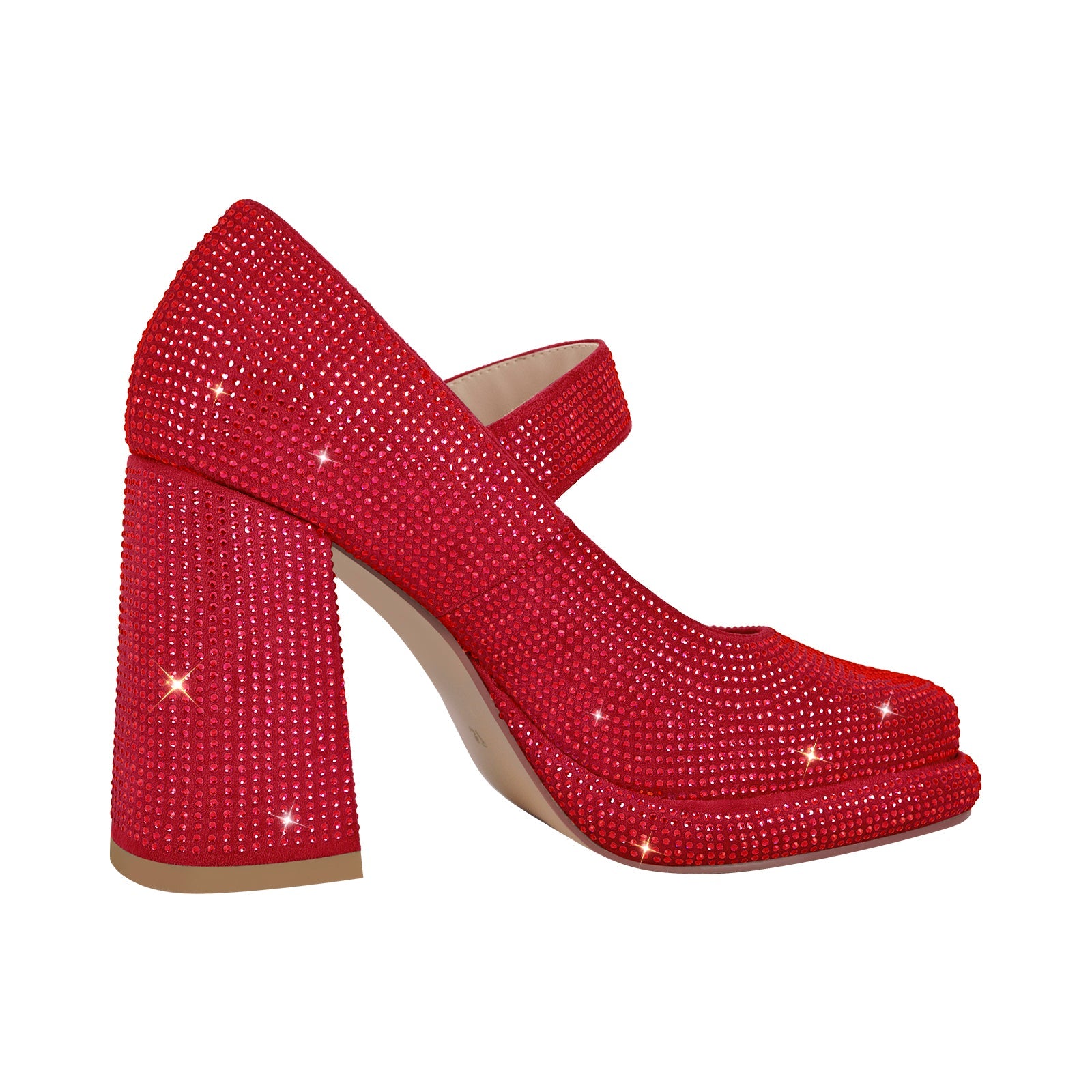 Rhinestone Square Toe Mary Jane Pumps