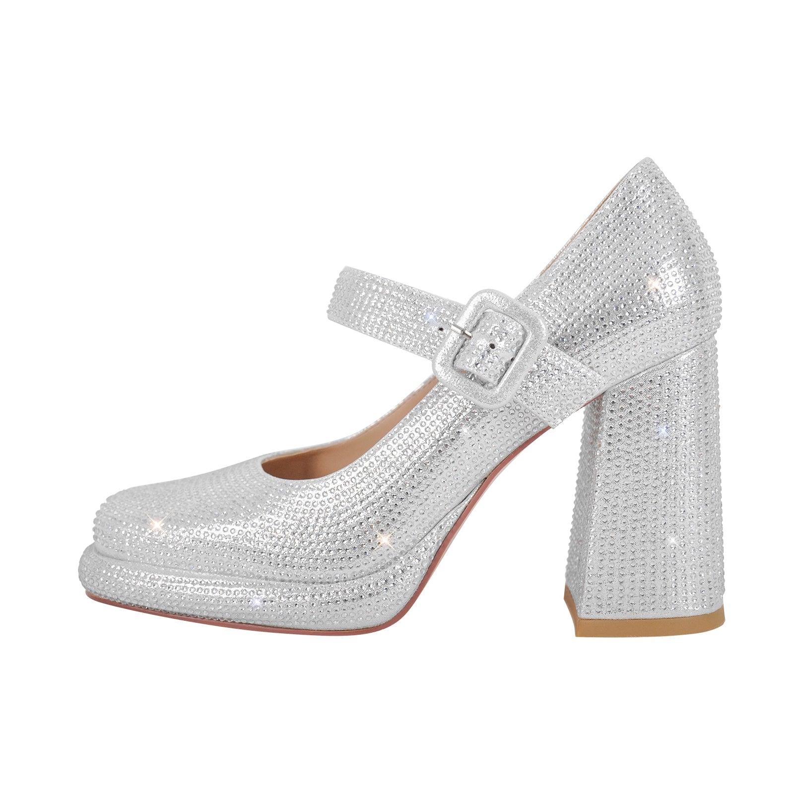 Rhinestone Square Toe Mary Jane Pumps