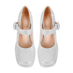 Load image into Gallery viewer, Rhinestone Square Toe Mary Jane Pumps
