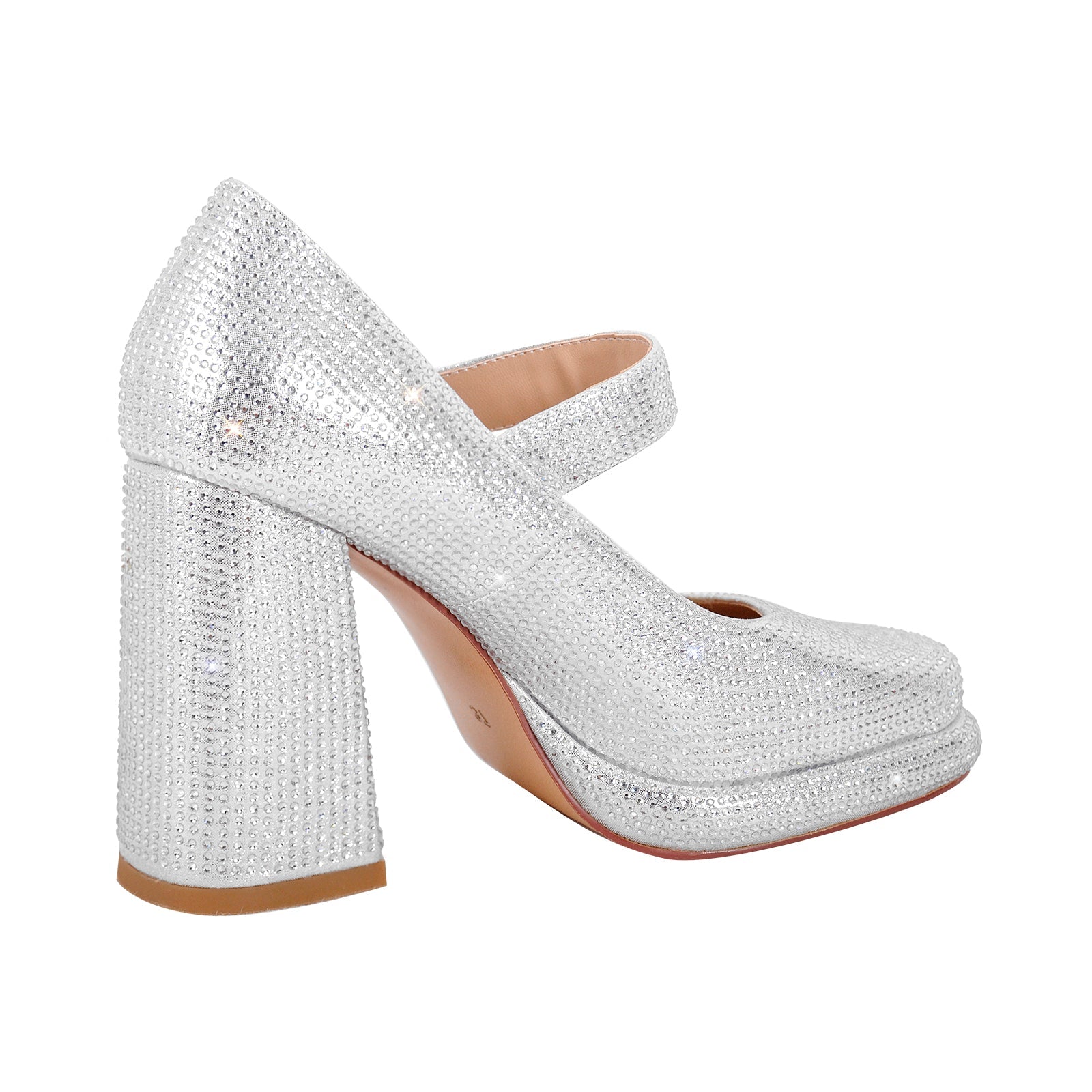 Rhinestone Square Toe Mary Jane Pumps