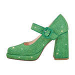 Load image into Gallery viewer, Rhinestone Square Toe Mary Jane Pumps
