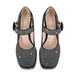 Load image into Gallery viewer, Rhinestone Square Toe Mary Jane Pumps
