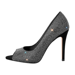 Rhinestone Peep Toe Stiletto Pumps