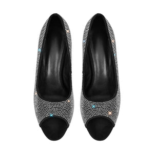 Rhinestone Peep Toe Stiletto Pumps