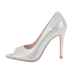 Load image into Gallery viewer, Rhinestone Peep Toe Stiletto Pumps
