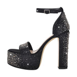 Load image into Gallery viewer, Rhinestone Round Toe Platform Ankle Strap Sandals
