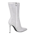 Load image into Gallery viewer, Rhinestone Pointed Toe High Heel Ankle Boots
