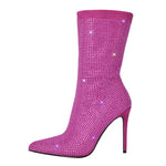 Load image into Gallery viewer, Rhinestone Pointed Toe High Heel Ankle Boots
