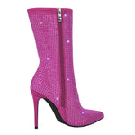 Load image into Gallery viewer, Rhinestone Pointed Toe High Heel Ankle Boots
