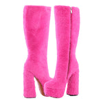 Load image into Gallery viewer, Pink Fur Platform High Heels Boots
