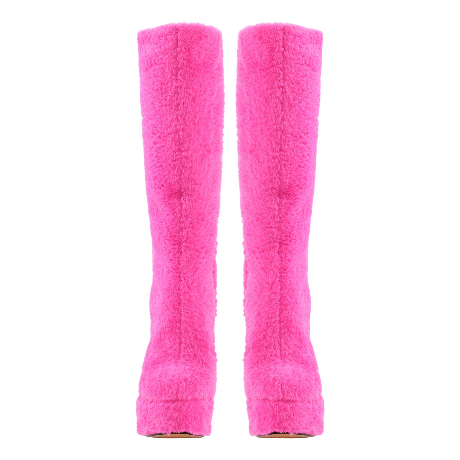 Pink Fur Platform High Heels Boots