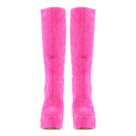 Load image into Gallery viewer, Pink Fur Platform High Heels Boots
