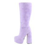 Load image into Gallery viewer, Pink Fur Platform High Heels Boots
