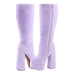 Load image into Gallery viewer, Pink Fur Platform High Heels Boots
