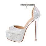 Load image into Gallery viewer, Rhinestone Peep Toe High Heel Platform Sandals
