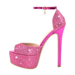 Load image into Gallery viewer, Rhinestone Peep Toe High Heel Platform Sandals
