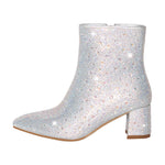 Load image into Gallery viewer, Rhinestone Pointed Toe Chunky Heel Ankle Boots
