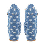 Load image into Gallery viewer, Denim Round Toe Platform Chunky Heels Pumps
