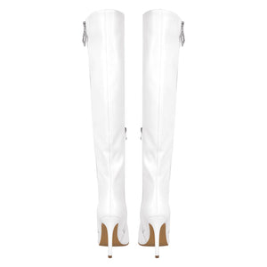 Pointed Toe Zipper Over The Knee Stilettos Boots