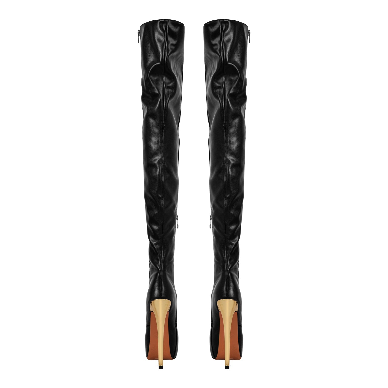 Black Side Zipper Stiletto Over The Knee Boots