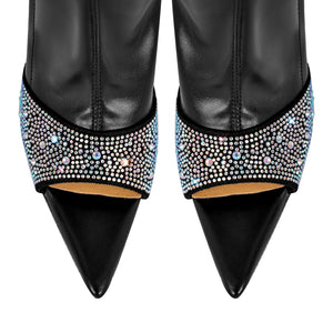 Rhinestone Pointed Toe High Stiletto Over The Knee Boots