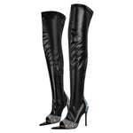 Load image into Gallery viewer, Rhinestone Pointed Toe High Stiletto Over The Knee Boots
