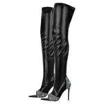 Load image into Gallery viewer, Rhinestone Pointed Toe High Stiletto Over The Knee Boots
