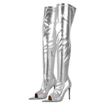 Load image into Gallery viewer, Rhinestone Pointed Toe High Stiletto Over The Knee Boots
