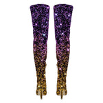 Load image into Gallery viewer, Sequins Gradient Color Pointed Toe Thigh High Stiletto Boots
