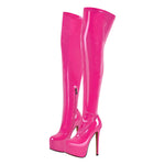 Load image into Gallery viewer, Patent Leather Platform Over The Knee High Heel Boots
