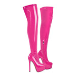 Load image into Gallery viewer, Patent Leather Platform Over The Knee High Heel Boots
