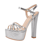 Load image into Gallery viewer, Buckle Strap Platform Chunky High Heels Sandals
