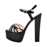 Load image into Gallery viewer, Buckle Strap Platform Chunky High Heels Sandals
