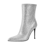 Load image into Gallery viewer, Pointed Toe Glitter Stilettos Ankle Boots
