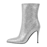 Load image into Gallery viewer, Pointed Toe Glitter Stilettos Ankle Boots
