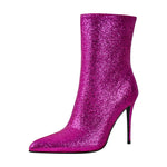 Load image into Gallery viewer, Pointed Toe Glitter Stilettos Ankle Boots
