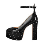 Load image into Gallery viewer, Rivet Platform Chunky Heel Ankle Strap Pumps
