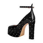 Load image into Gallery viewer, Rivet Platform Chunky Heel Ankle Strap Pumps
